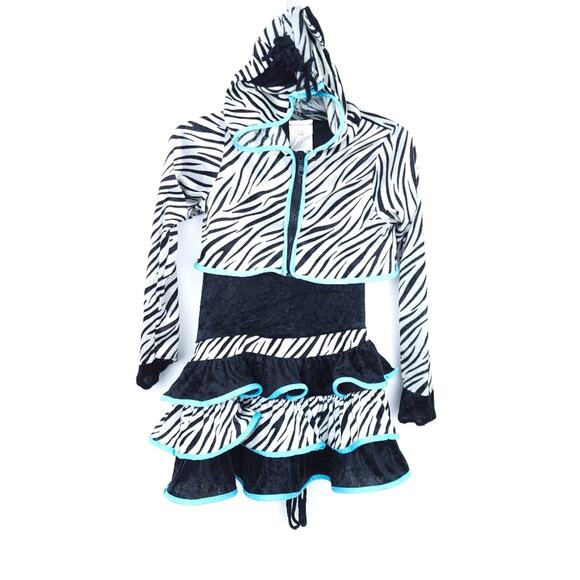 Rubies Costume Zebra Medium 2 Piece Set, Dress ,Hoodie Jacket Halloween Costume - Picture 1 of 7